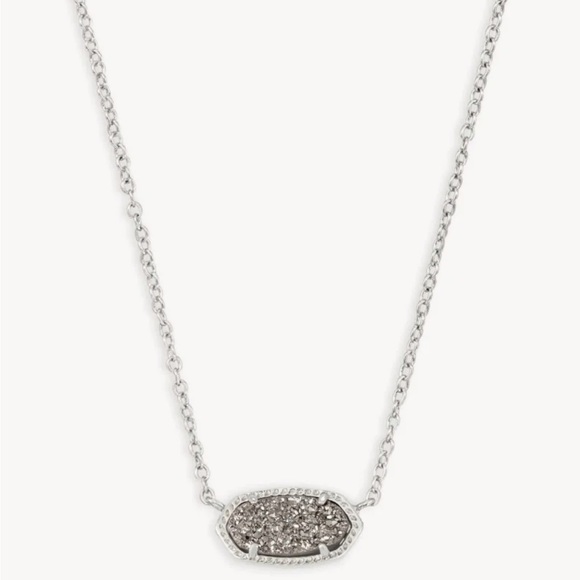 Kendra Scott Elisa Silver Extended Length Pendant Necklace in Platinum Drusty - Picture 1 of 2